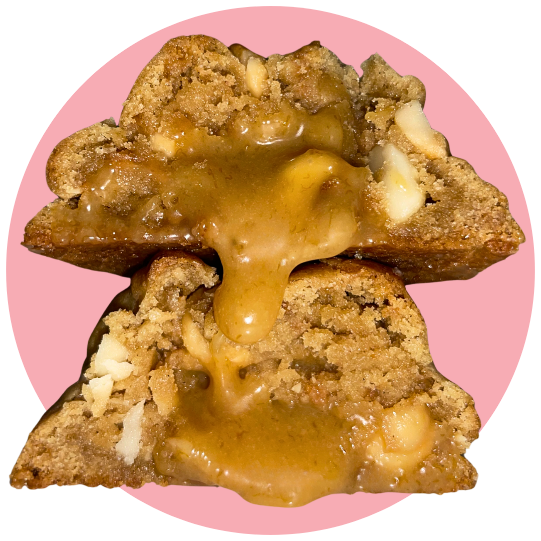 banana caramel macadamia cookie