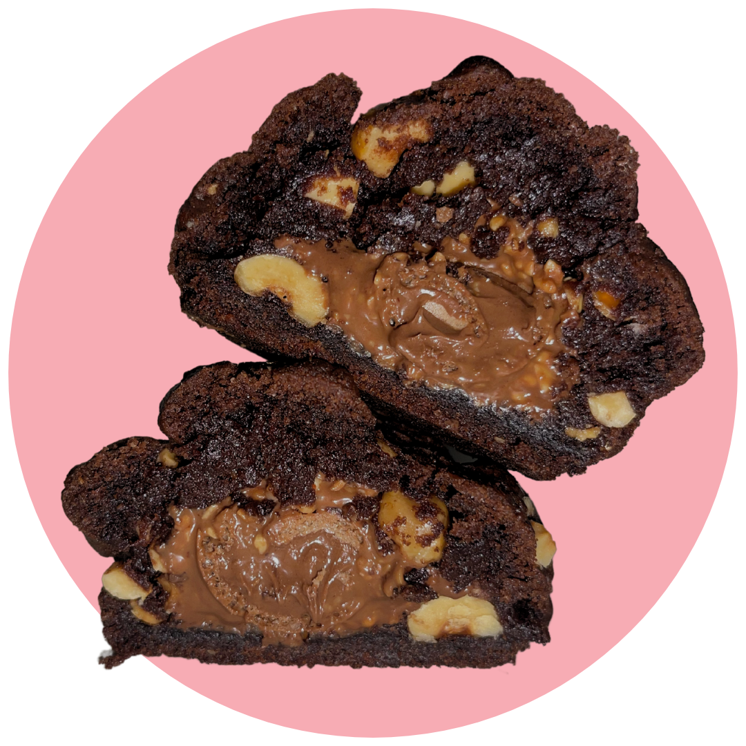 Gourmet Ferrero Rocher stuffed double chocolate cookie with gooey center