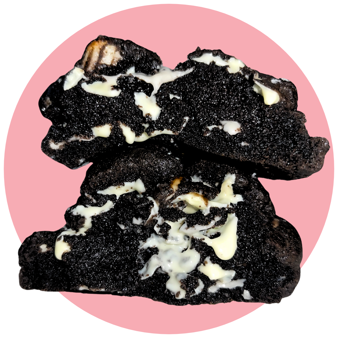 Oreo cookie with dark chocolate dough and creamy Hershey’s Cookies & Cream chocolate